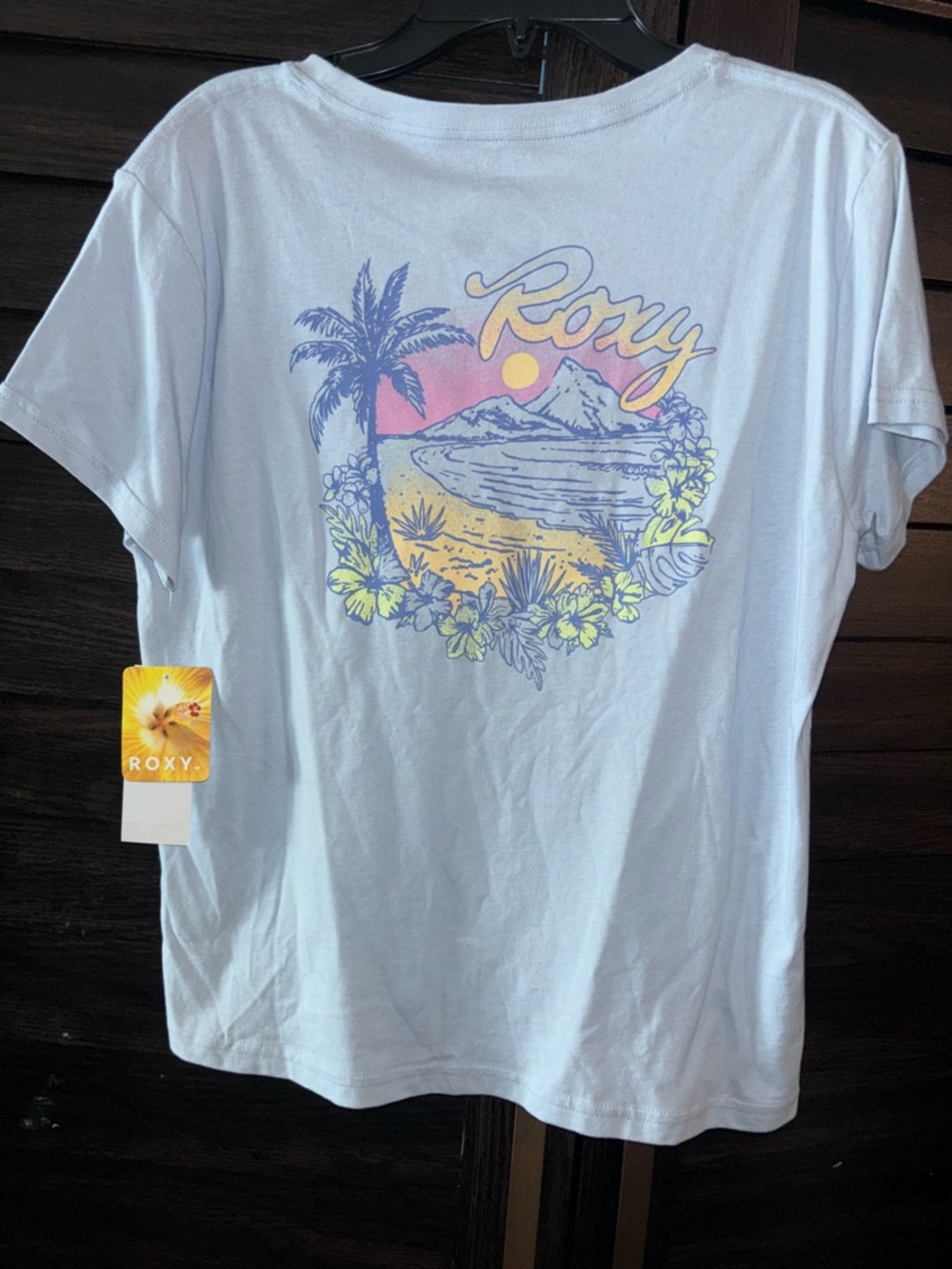 Roxy Girls' Light Blue Logo Tee Girls XL (16) - Picture 7 of 7
